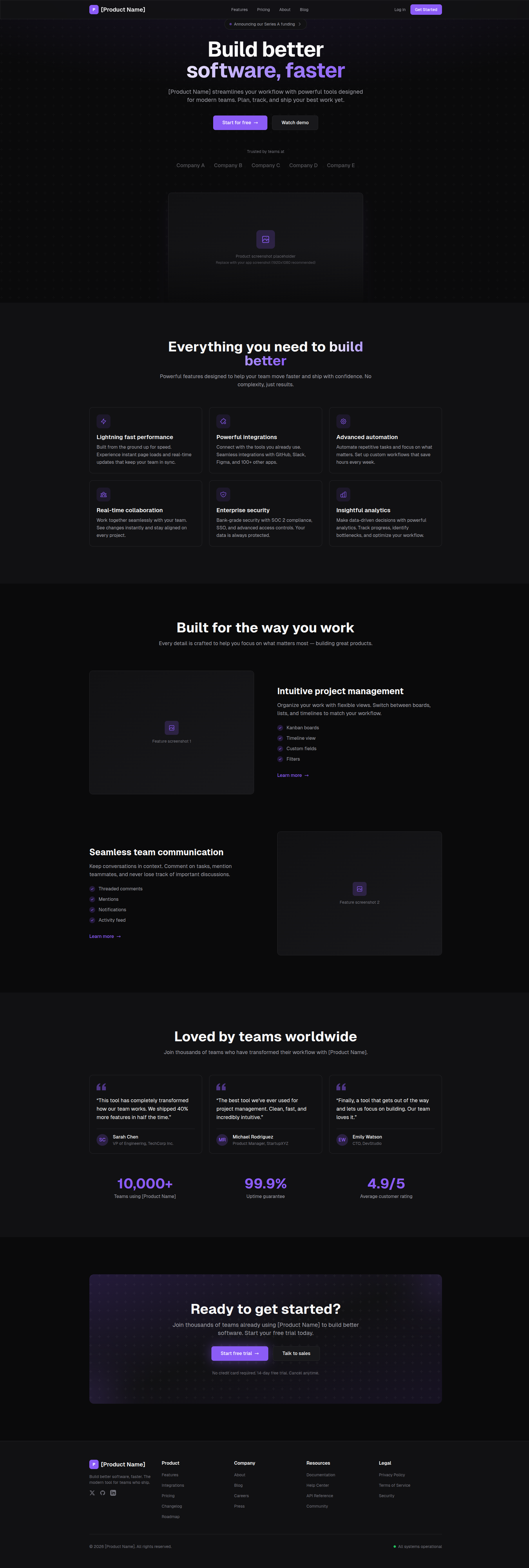 Linear SaaS template preview