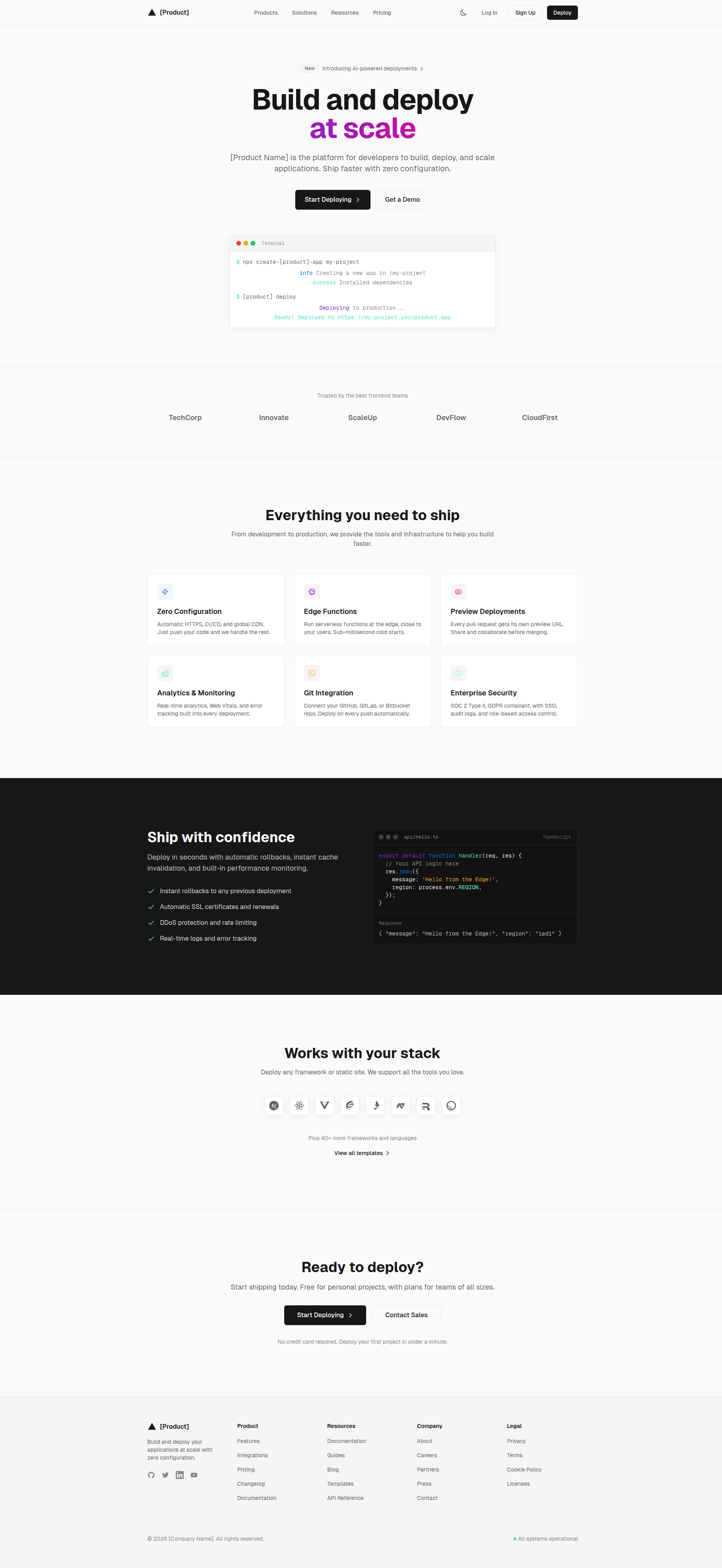 Vercel Developer template preview